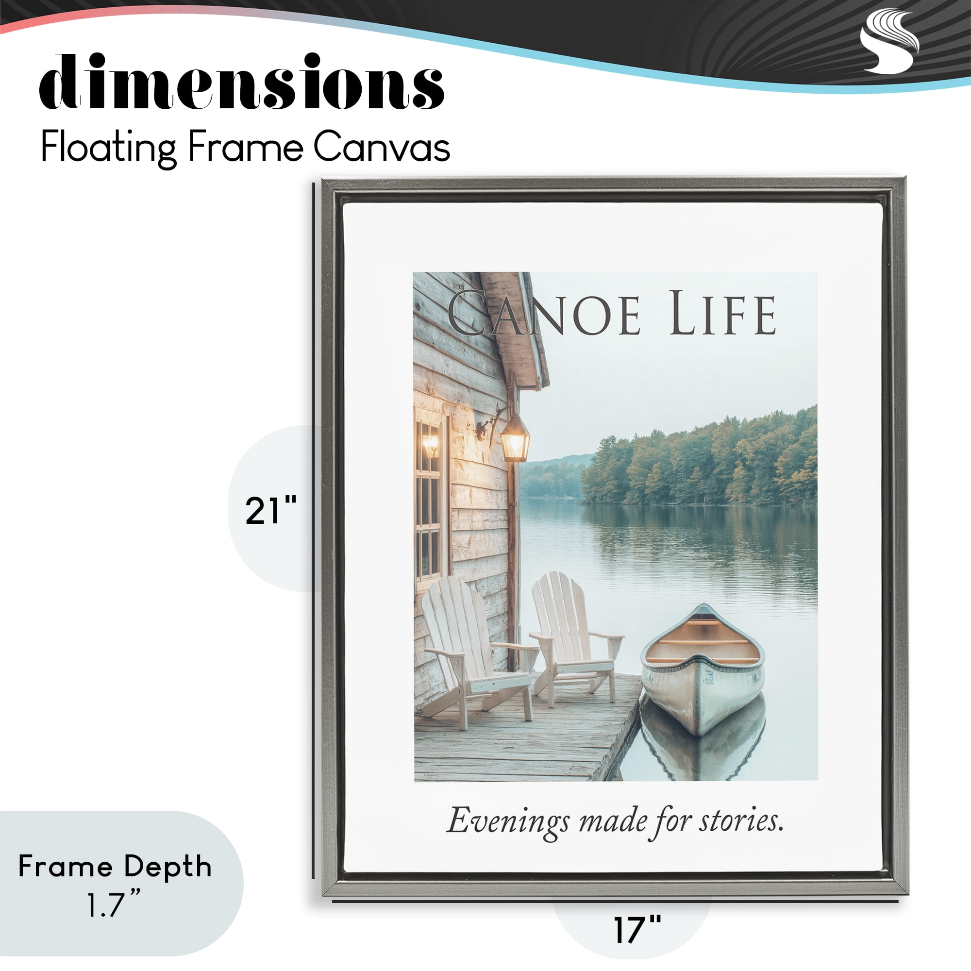 Stupell Industries Canoe Life Quote Gray Framed Floater Canvas Wall Art, design by A Barefoot Stylist