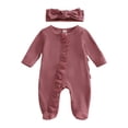 thumbnail image 4 of 0-3 Months Newborn Bodysuit Romper Baby Girls Footies Romper Spring Newborn Fart Coat Long Sleeve Pack Foot Climb Newborn Fall Winter Gift Clothes,Wine Jumpsuit Sleep & Play Bodysuit, 4 of 5