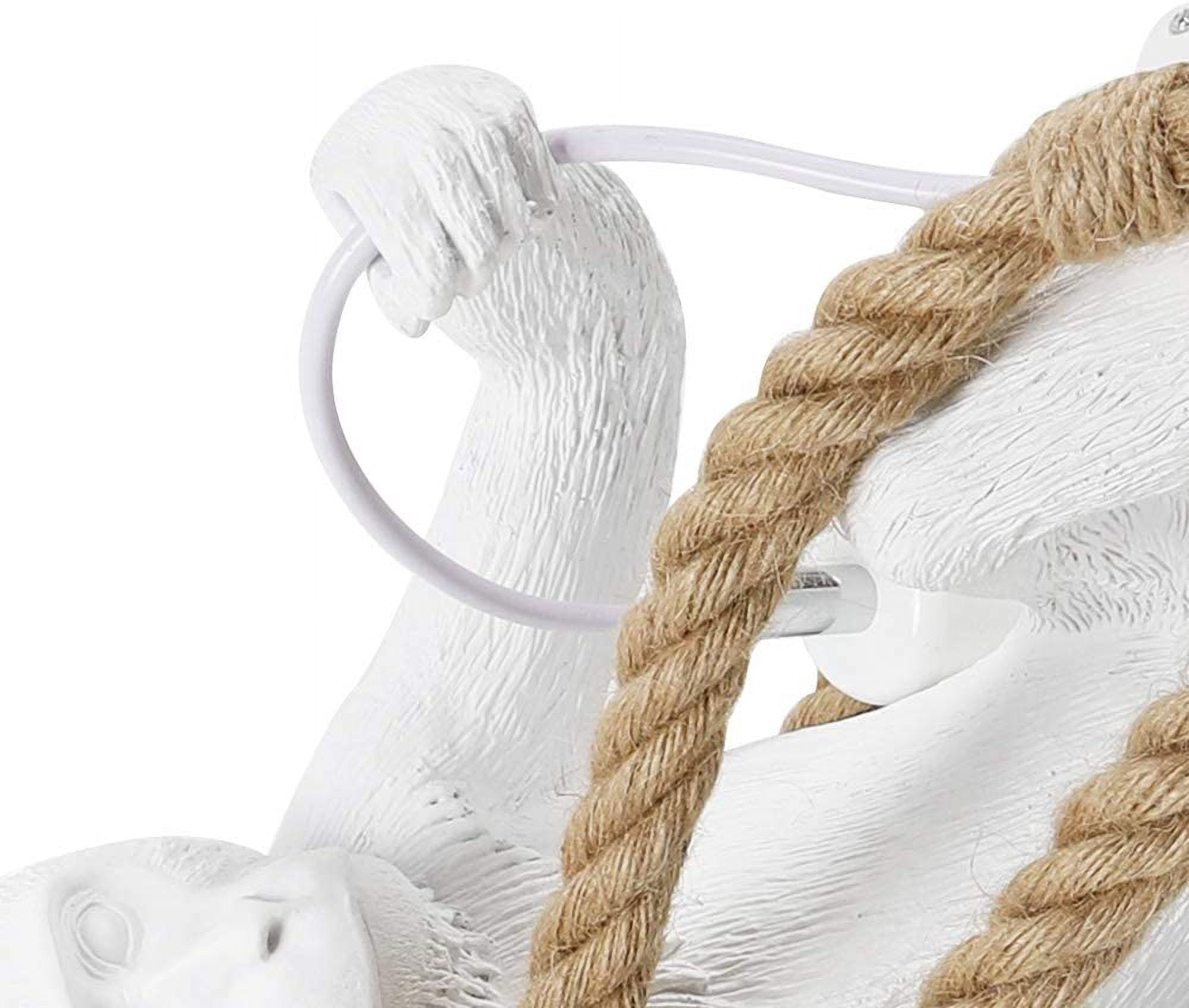 Fichiouy Chandelier Vintage Hemp Rope Monkey Pendant Light Fixture Chandelier for Dining Bar E27 White