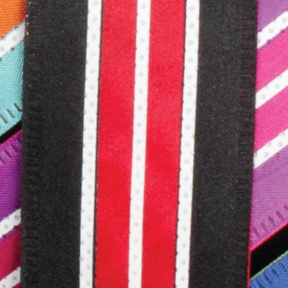 The Ribbon People Black and Red Wired Craft Ribbon with Stripes 1.5" x 40 Yards