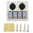 thumbnail image 2 of Car Modification Switch Panel, 4 Gang Aluminum Rocker Switch Panel Silver Oxide ON Off Pre Wired Double Blue LED Switch Panel For Automotive Car Boat RV, 2 of 8