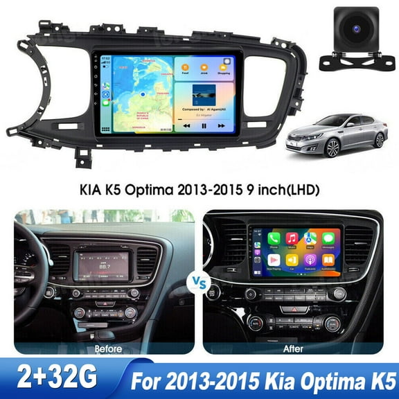 Zcargel 9" IPS Touch Screen Car Stereo Radio for Kia K5 Optima 2011-2015 Car Radio Android 13.0 Built-in Car-Play Android Auto GPS Navigation Dash Kit Camera 2 32GB