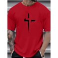 thumbnail image 1 of [Minimalist Style] Men's Black Cotton Casual Short Sleeve T-Shirt with Stylish White Cross Print - Soft, Breathable, and Comfortable for Casual Attire, Casual Sporty Tee, Comfy Tee, 1 of 4