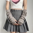 thumbnail image 2 of Women's Y2k Long Arm Gloves Grey Cozy Winter Fingerless Gloves Soft Arm Warmers Holiday Halloween Gloves for Women, 2 of 4