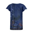 thumbnail image 4 of Short Sleeve Shirts for Women Floral Printed V Neck Tunic Tops Loose Pleated Summer Tops Dressy Blouses Fit Casual Bohemian Top, 4 of 5