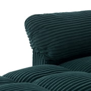 Gewnee 58 3‑in‑1 Corduroy Convertible Sleeper Sofa Bed, Pull‑Out Loveseat with 3 Adjustable Reclining Positions & Side Storage Pocket, Multi‑Purpose Guest Sofa for Living Room, Guest Room, Green