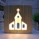 thumbnail image 1 of Lámpara de mesa LED tallada hueca de madera maciza con diseño de regalo empresarial con luz nocturna 3D creativa, 1 of 5