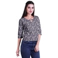 thumbnail image 2 of Moomaya Printed Keyhole Neck Ring Top Casual 3/4th Sleeve Tees Tank Tunic Top, 2 of 5