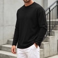 thumbnail image 5 of Hudaneo Mens Lightweight Cotton Long Sleeve Tee Crew Neck Casual Basic Top, S-3XL, 5 of 9