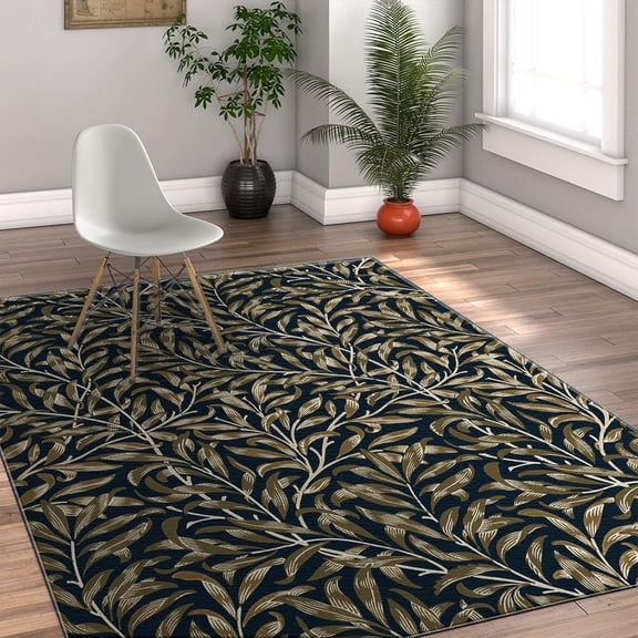 Vintage Plants Office Rug - Classic Aesthetic Art Washable Area Rug Rustic Farmhouse Rug Lightweight Washable Low Pile Bedroom Rug 4x5ft