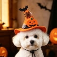 thumbnail image 6 of Halloween Pumpkin Bat Pet Witch Hat 13.5Ã11.5cm, Felt Adjustable Cat Dog Wizard Hat with Spider Web Decor, Cute Pet Accessory for Small Puppy Kitten Halloween Party, 6 of 6