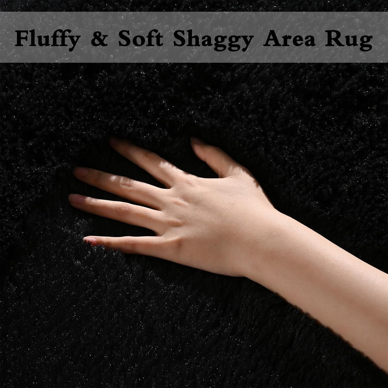 Homore Cute Fluffy Velvet Carpet Soft Washable Area Rugs for Bedroom/ Living Room Decoration,9'x12',Black