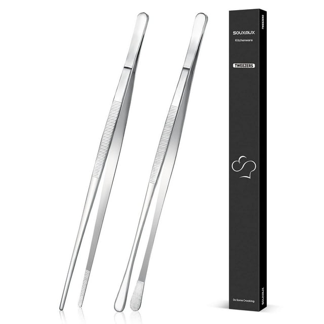 Pinzas de cocina SouxMux de acero inoxidable de 30 cm, 2 piezas