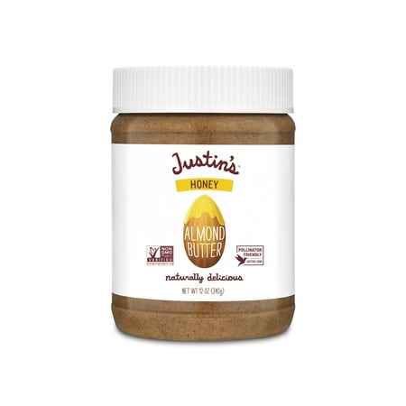 JUSTIN'S No Stir, Gluten-Free Honey Almond Butter, 12 oz Plastic Jar