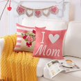thumbnail image 2 of Mothers Day Pillow Covers 18x18 Set of 4 Pink Velvet Mom Throw Pillow Covers Carnation Floral Cushion Covers Pillow Case Gift for Mother Mom Birthday Home Outdoor Sofa Decoration (18), 2 of 5