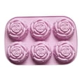 thumbnail image 2 of 6-Cavity Rose Silicone Mold for Resin, Chocolate, Soap Making, Heat Resistant Easy Release Baking Mold, Dark Purple, 24*17cm, 2 of 9