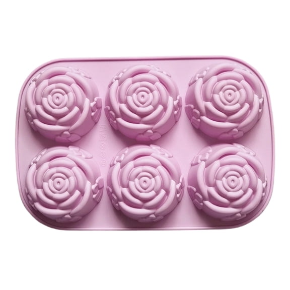 6-Cavity Rose Silicone Molds, Food Grade Baking Mold for Chocolate Candy Mousse, Easy Release Soap & Ice Tray, Dishwasher Safe, Baking Supplies, 6.4x9.4 Inch