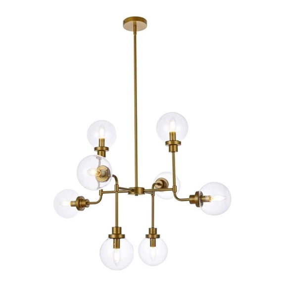 Hanson 8 lights pendant in brass with clear shade