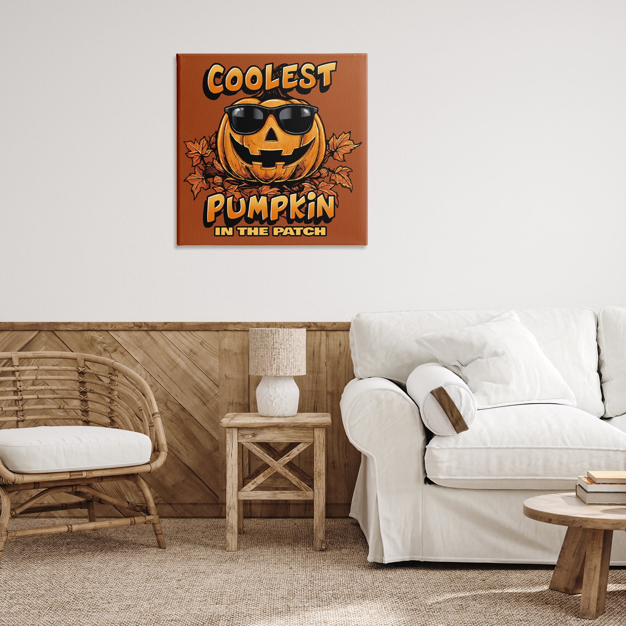 Stupell Industries Coolest Pumpkin with Sunglasses Holiday Painting Wrapped Canvas Art Print Wall Art, 30 x 30