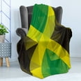 thumbnail image 4 of Jamaican Soft Flannel Fleece Throw Blanket, Triangular Polygon Design Abstract Flag Geometric National, Cozy Plush for Indoor and Outdoor Use, 50" x 60", Yellow Green Green Brown, by Ambesonne, 4 of 5