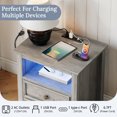 thumbnail image 2 of LGHM 2 Drawers Nightstand with Charging Station & LED Lights Set of 2, Farmhouse Bedside Table Dresser for Bedroom, Living Room, Gray, 2 of 11