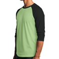 thumbnail image 3 of Gaukiv Men's Three Quarter Sleeve Shirts Color Block Raglan Crew Neck Shirts Contrast Sleeve Baseball Tops Light Green S, 3 of 7