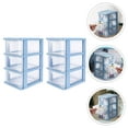 thumbnail image 3 of RENACLIPY 2Pcs Clear Blue Desktop Storage Box with Drawer for Household Organizer, 3 of 7