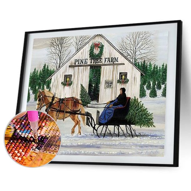 Cuadros Decorativos Diamante pintura 5D DIY pino árbol carro completo redondo taladro Rhinestone mosaico artesanía Tmvgtek embutido en tela