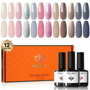 Modelones Fall Gel Nail Polish Set, 12 Colors Clear Pink Neutral Brown Gel Polish Kit, Soak Off LED Nail Gel Gray Silver Glitter Nail Art Gel Salon Manicure DIY for Girl Gift 7ML for Christmas - Best Reviews Guide