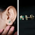 thumbnail image 3 of Rosec Jewels Lab Created Diamond and Emerald Cluster Earrings Studs with Screw Back - Ready to Gift, 14K Yellow Gold, 3 of 8