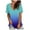 Blue, variant on Viikei 2025 Spring Summer Women Tops V-neck Shirt,Women's Fashion Casual Gradient V-neck Short Sleeve Loose T-Shirt Tops