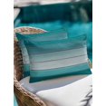 thumbnail image 4 of Waterproof Outdoor Throw Pillows with Inserts 12"x20", Teal Turquoise Soft Decorative Pillowcases for Couch Bedroom, Farmhouse Abstract Gradient Wooden Plank Pillow Covers for Sofa Living Room, 4 of 8