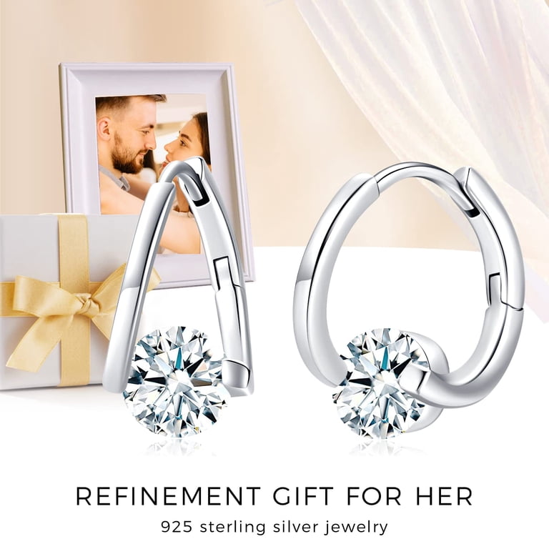 Cute Crystal Star Mini Hoop Earrings For Women - Sterling Silver Huggie Hoops, Cartilage Earrings, Hypoallergenic Jewelry Gift