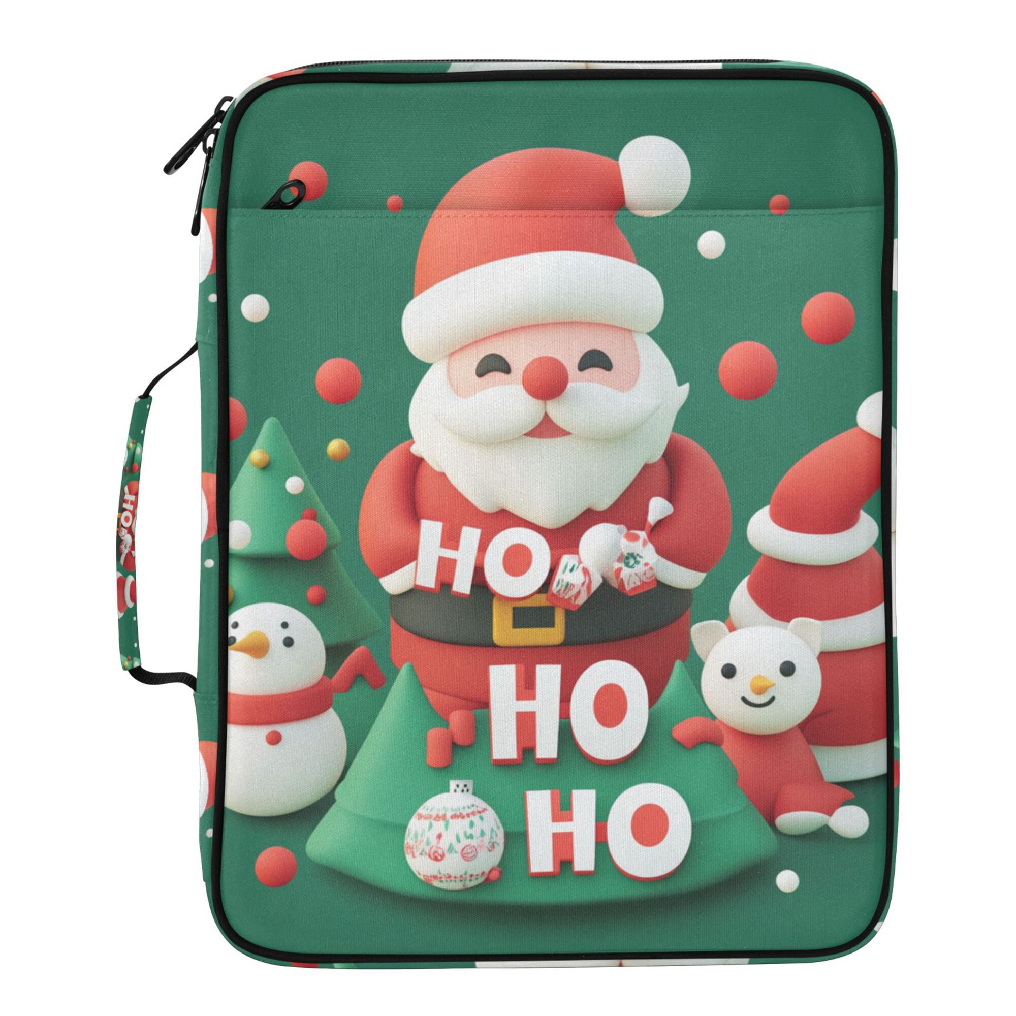 FORMRS Accordion File Folder A4 Size 7-Pocket Expanding Document Organizer Bag with 3 Ring Binder, Cute Christmas Pattern