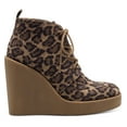 thumbnail image 3 of Jessica Simpson Mesila Leopard Wedge Closed Round Toe Lace Up Ankle Booties (Natural, 9), 3 of 6