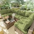 thumbnail image 7 of Pakunoda 14 Pieces Outdoor Replacement Cushions, 5” High-Density Foam Sectional Cushions Couch, 6 Seat Patio Conversation Sets for Rattan Wicker, Liner&Cover, Light Green, 7 of 7