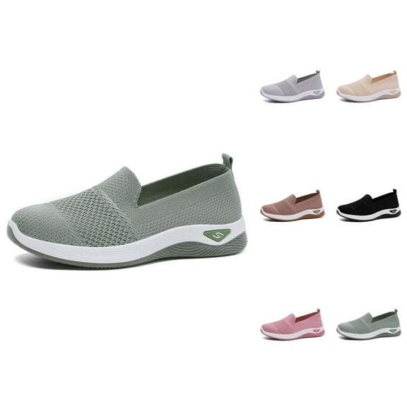 Women's Walking Shoes Wide Toe Box, Adjustable Zero Drop Non Sneakers, Breathable Knit Casual Shoes for Swollen Feet, Edema, Sensitive Feet, Elderly, Arthritis