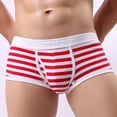 thumbnail image 2 of Odeerbi Mens Boxer Briefs Valentine's Day Color Stripe Briefs 2025 Fashion Underwear Personalized Mid-waist Hoop Panties Buttock Covering Briefs Red, 2 of 6