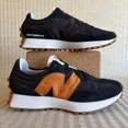 thumbnail image 1 of New Balance Mens Lifestyle 327 MS327HN1 Black Orange Suede Sneakers Size 9.5 D, 1 of 6
