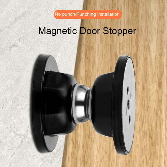 sunsanly 1 Set Magnetic Door Stopper Heavy Duty Stainless Steel Silicone Adhesive No Drilling Anti-collision Wall Mount Door Catch Doorstop Inside Outside RV Door Holder