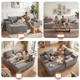 thumbnail image 3 of 96" L-Shape Modular Cloud Couch, 3-Seater Deep Seat Corduroy Sectional Sofa, Light Gray, 3 of 8