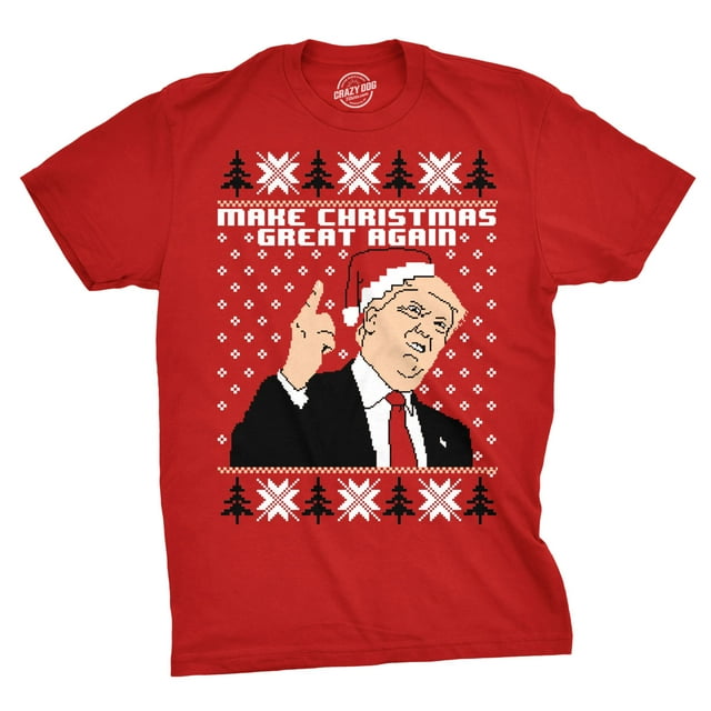 Mens Make Christmas Great Again Trump In Santa Hat Funny Ugly Humor T shirt (Red) - 3XL