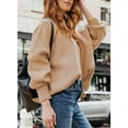 thumbnail image 6 of SHEWIN Womens Sweaters Crewneck Batwing Long Sleeve Side Slit Fall Oversized Ribbed Knit Pullover Jumper Tops Apricot, 6 of 9