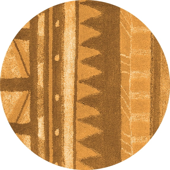 Ahgly Company Indoor Round Abstract Orange Contemporary Area Rugs, 5' Round