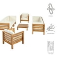 thumbnail image 2 of GDF Studio Cascada Outdoor Acacia Wood 8 Seater Sofa and Club Chair Set with Cushion, Teak and Beige, 2 of 11