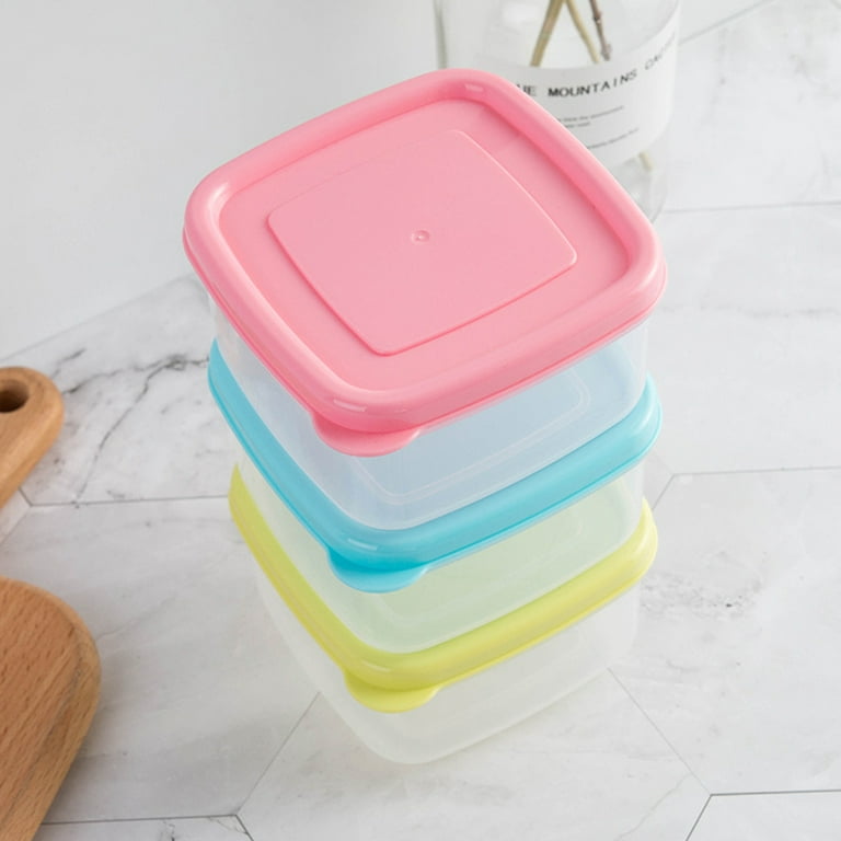 10pcs 250ml Mini Plastic Crisper Square Food Container Kitchen Lunch Boxes Sealed Box for Refrigerator Microwave Oven (Random Color), Size: Small