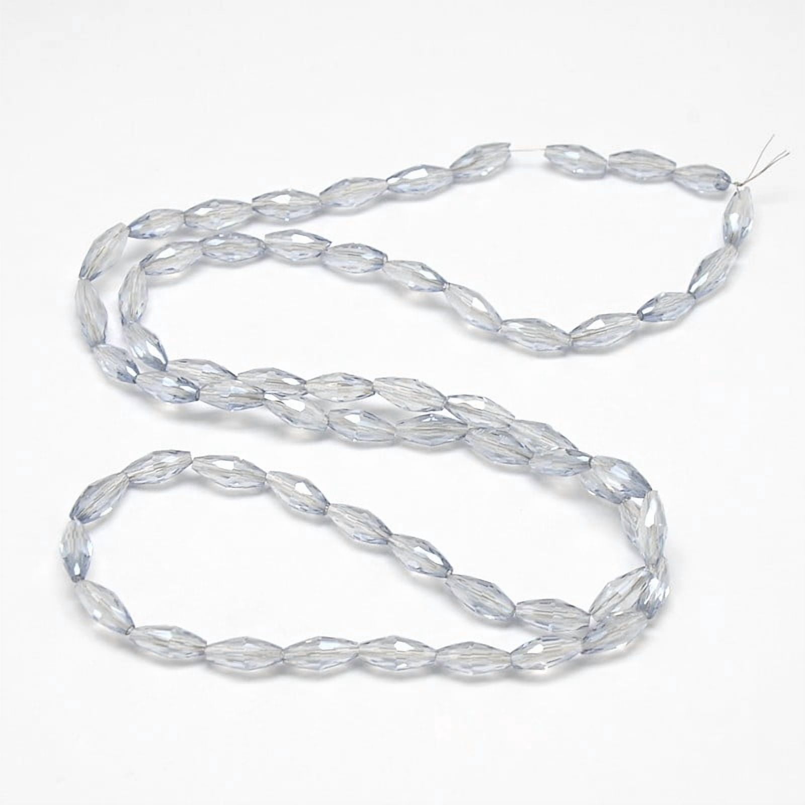 10 Strand Electroplate Glass Rice Beads Strands Faceted Pearl Luster Plated Light Blue 4x9mm Hole: 1mm about 58pcs/strand 20.4 inchDIY