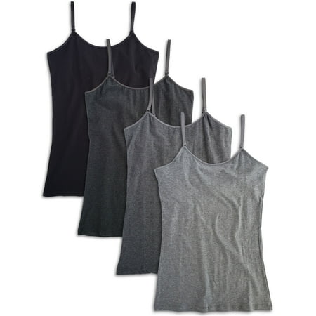 

Kalon Women s 4-Pack Shelf Bra Camisole Cotton Spandex (Medium Black/Greys)