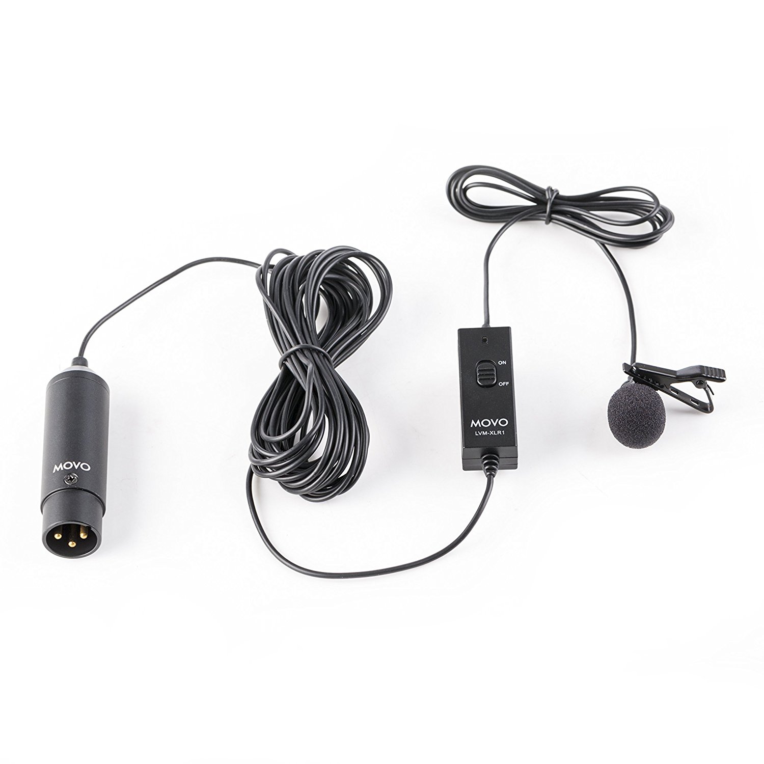 Movo LVM-XLR1 Self-Powered XLR Omnidirectional Lavalier Microphone for Mixers, Recorders, Camcorders & More