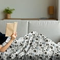 thumbnail image 3 of Scandinavian Soft Flannel Fleece Blanket, Nursery Viking Longboat Design Cartoon Style Character Illustration, Cozy Plush for Indoor and Outdoor Use, 50" x 60", Black Pale Blue Grey, by Ambesonne, 3 of 5